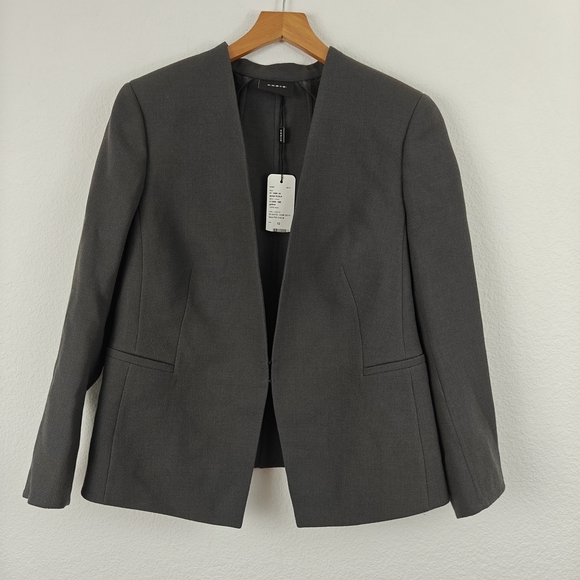 AKRIS NWT Wool Sheath V-neck Grey Suit Dress/ Jacket Set Size 12 Women's - Picture 10 of 15